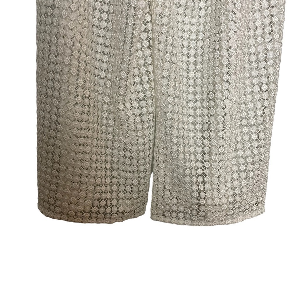 Cruise Style Cabana Beach White Lace Wide Leg w/Gold Waist Beach/ Swim Coverup - Picture 7 of 11